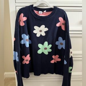 Gap Girls Navy Floral Sweater (14/16)